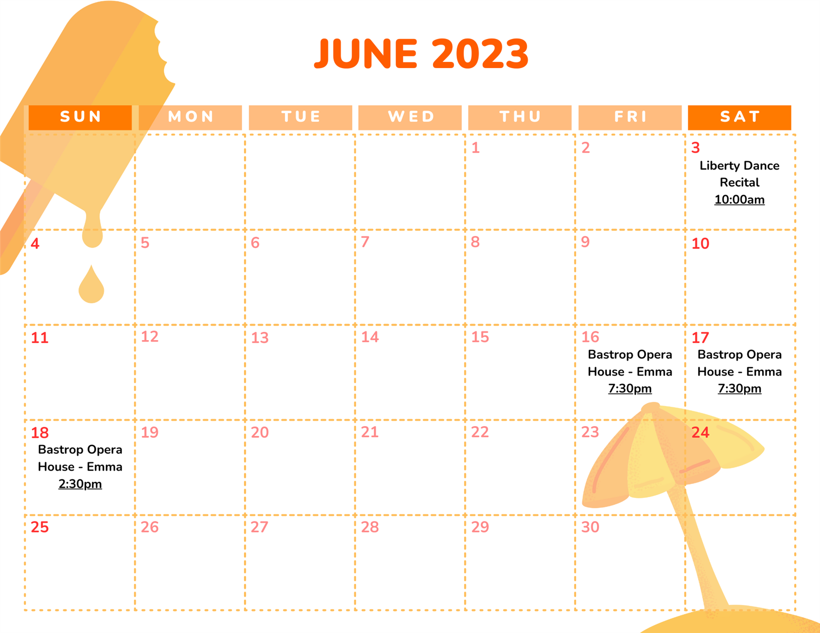 PAC June Calendar of Events